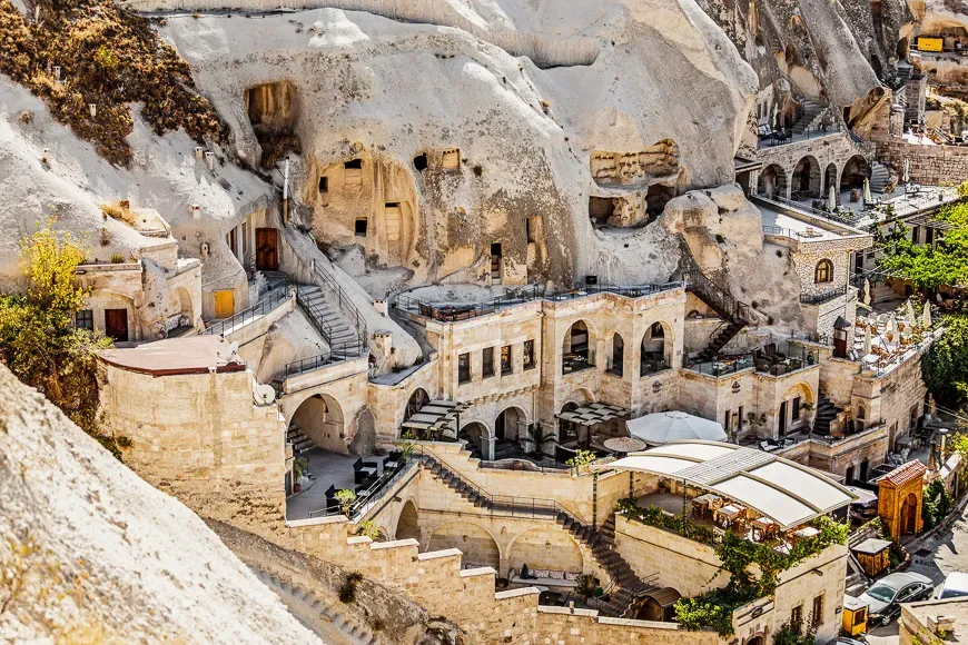 Cappadocia hotels carved from stone rock, cave style